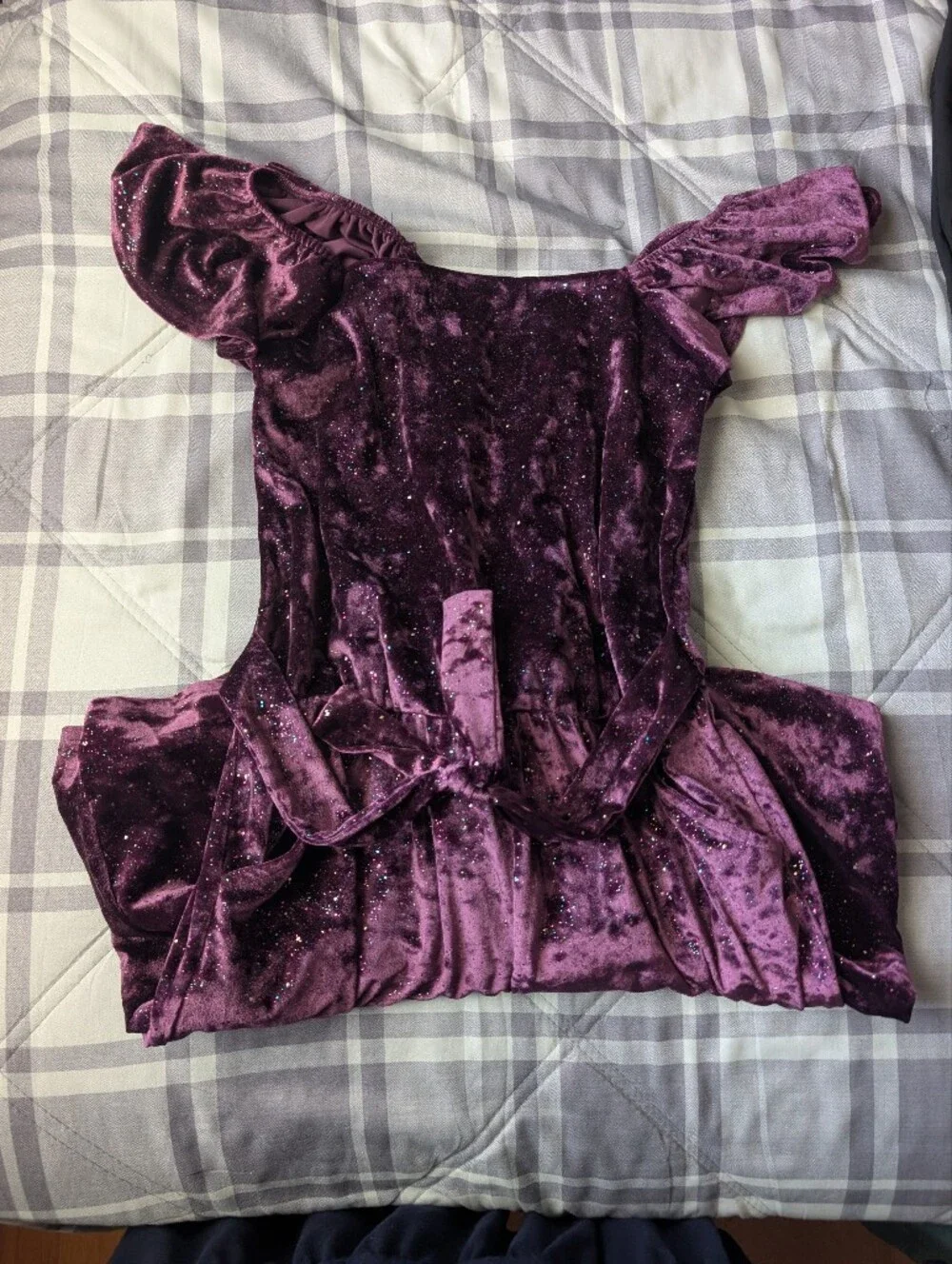Justice Velvet Off-Shoulder Top in Deep Plum